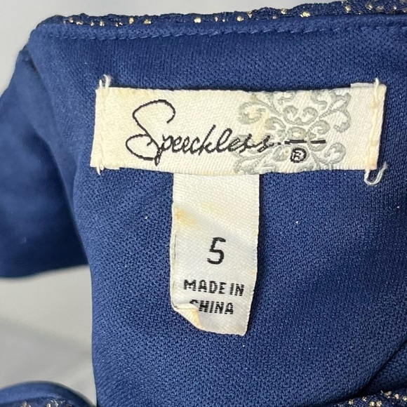 Speechless Navy Blue & Gold Glitter Bodycon Mini Dress 5/S - Picture 4 of 4